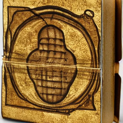 Image similar to A condom survival kit designed by LeonardoDaVinci, patent style