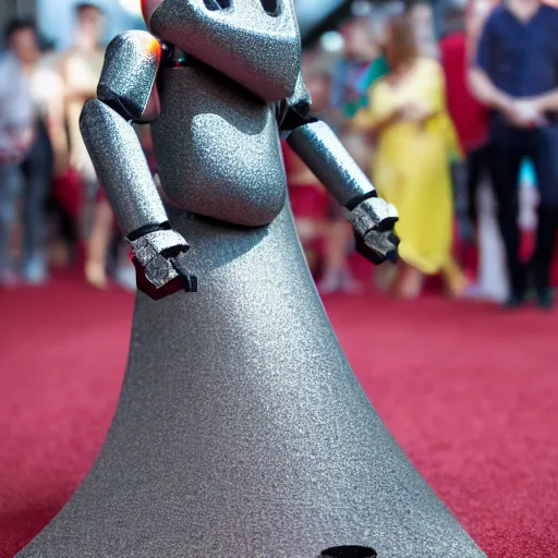 Image similar to hyperrealistic!! Robot actor Walking the Red Carpet, photoshoot, Canon, 8K