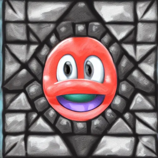 Prompt: digital painting of happy coal brick, trending on art station, high details, hq,