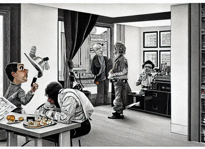 Image similar to rockwell somebody's watching me, 1 9 8 2, fruin tom in the style of ferez andrew