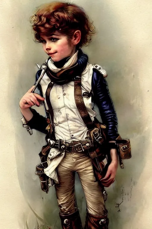 Image similar to ( ( ( ( ( 2 0 5 0 s retro future 1 0 year old adventurer in white jungle steampunk costume full portrait. muted colors. ) ) ) ) ) by jean - baptiste monge!!!!!!!!!!!!!!!!!!!!!!!!!!!!!!