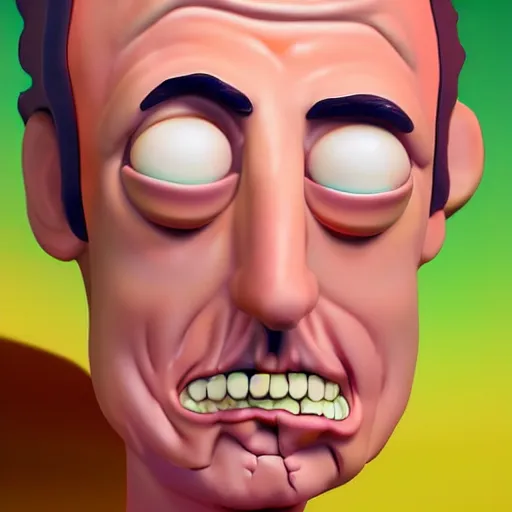 Image similar to rick from rick and morty 3 d render photorealistic unreal facial details clay soft light engine photorealistic ultra - realistic highly detailed focus photography lighting digital painting hd adultswim by kyle lambert