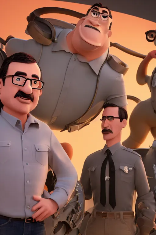 Image similar to john oliver, tom of finland, dreamworks pixar octane render