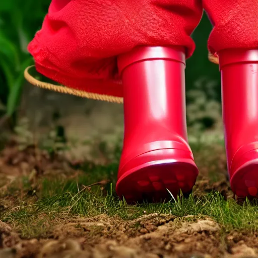 Prompt: digital art of a baby pig wearing red rainboots, 8 k render, octane render, saturated