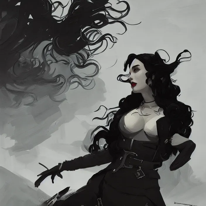 Prompt: a monochrome comic noir illustration painting of yennefer of vengerberg by sachin teng and sergey kolesov and ruan jia and heng z. graffiti art, sci fi, hyper detailed. octane render. trending on artstation