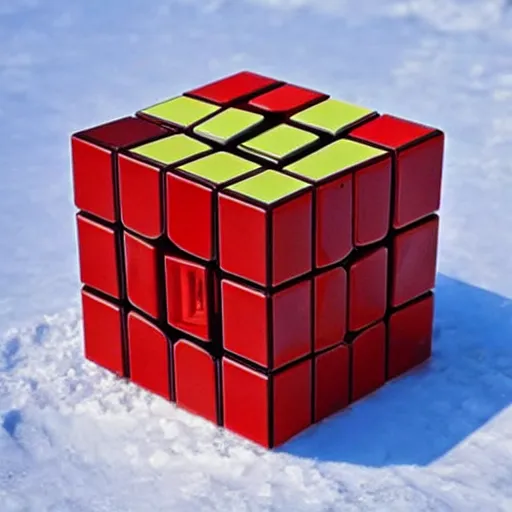 Prompt: a rubiks cube inside a block of ice