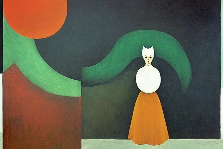 Image similar to born under a bad sign, watches, radios, good luck and trouble are my only friends, colors white!!!!!!!, orange, dark green, dark blue!! abstract oil painting, by leonara carrington, by rene magritte