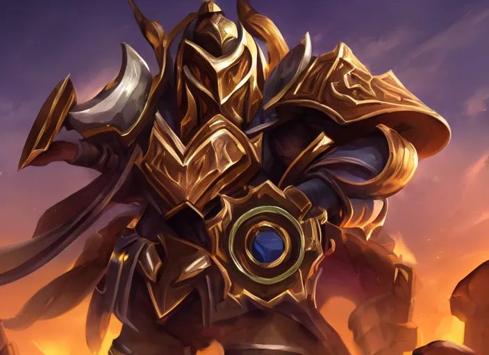 Prompt: champion splashart of champion made out of ancient tech