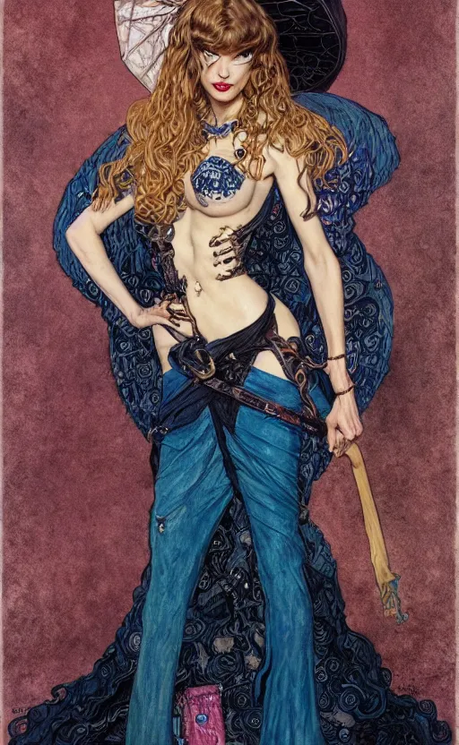 Prompt: full length portrait of a woman who is a mix cookie monster and taylor swift, sorcereress using dark seduction magic, d & d, medieval, fantasy, royo, klimt, miro, vallejo, frazetta, alphonse mucha, greg rutkowski, whealan