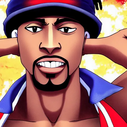 A still of Tupac Shakur in One Piece Anime Series, 8k | Stable Diffusion