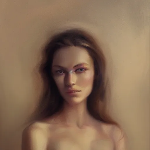 Prompt: a beautiful toned woman, aesthetic, oil painting, pale colors, high detail, 8 k, wide angle, trending on artstation,
