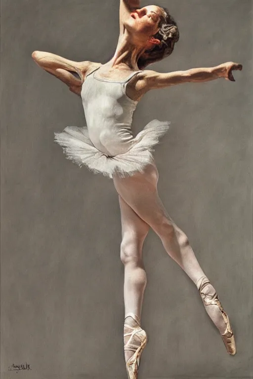 Image similar to high quality high detail painting by lucian freud, hd, exaggerated portrait of a ballerina, photorealistic lighting