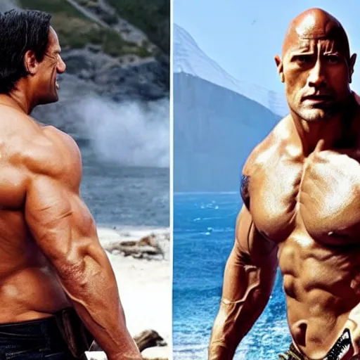 Image similar to Dwayne Johnson as a Greek god