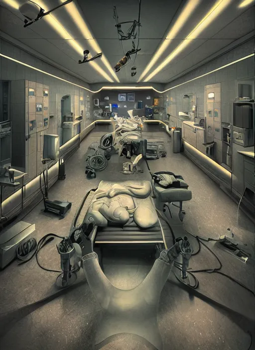 Image similar to cinematic shot epic, hyper realistic, mood lighting, fantasy, detailed operating room, highly detailed, super realistic, perfect lighting pixel sorting, style sheet