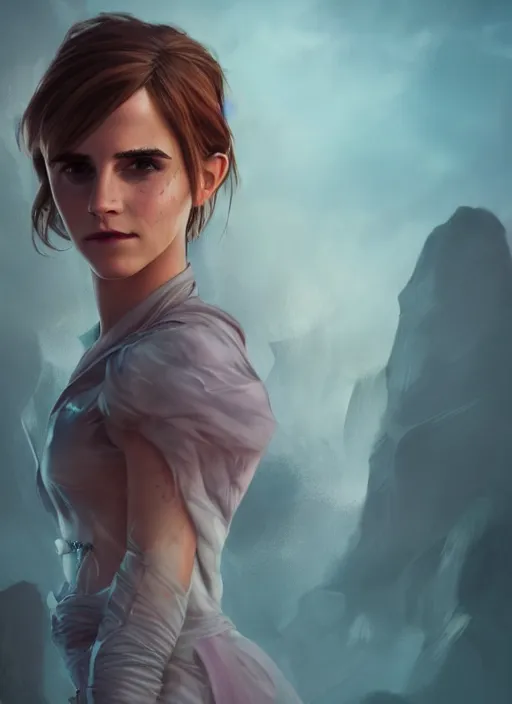 Prompt: A fantasy comic book style portrait painting of emma watson, unreal 5, DAZ, hyperrealistic, octane render, cosplay, RPG portrait, dynamic lighting