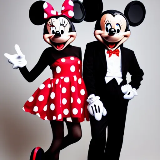 Image similar to mickey mouse dresses up as minnie mouse