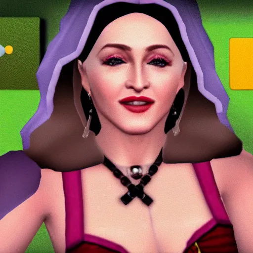 Prompt: madonna. snapshot from the sims