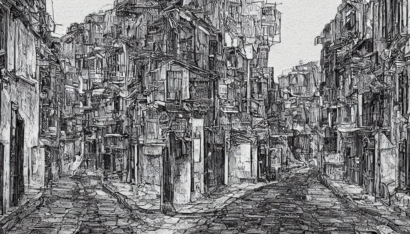 Image similar to ido period street, illustration, detailed