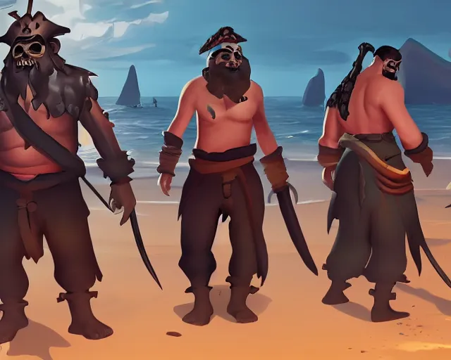 Prompt: sea of thieves concept art for a new large unreleased enemy type tribal men humans, cgsociety, trending on artstation, rare ltd,