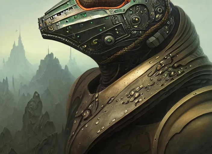 Image similar to rocket mf doom reptile eyes, metal rocketship skin. intricate, elegant, highly detailed, centered, digital painting, artstation, concept art, smooth, sharp focus, illustration, artgerm, tomasz alen kopera, peter mohrbacher, donato giancola, joseph christian leyendecker, wlop, frank frazetta