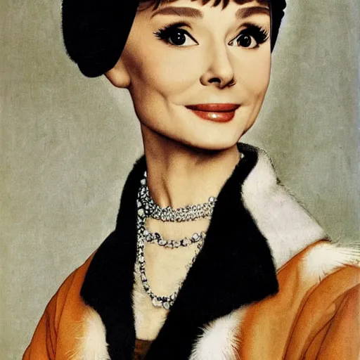 Image similar to audrey hepburn art by hans holbein