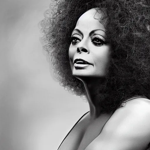 Prompt: Diana ross with the physique of a body builder, hyper realistic, ultra detailed, cinematic, dynamic lighting, photorealistic, refined, intricate, digital art, digital painting, masterpiece, 8k
