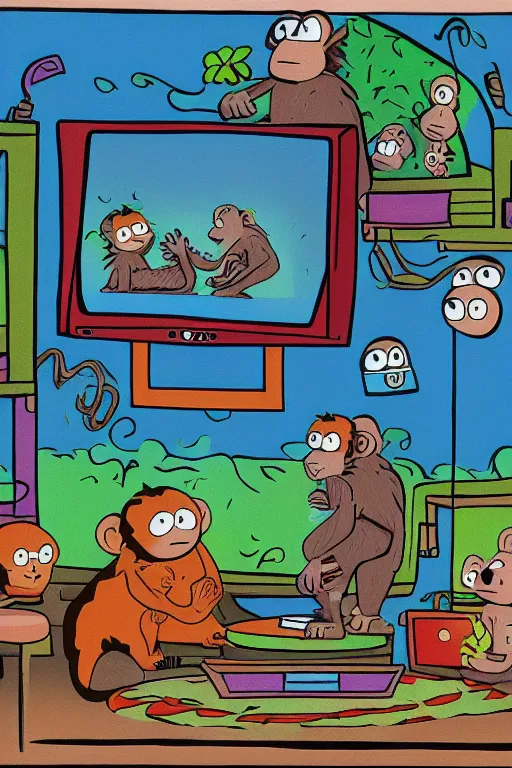 Image similar to monkeys watching tv by stephen mcdannell hillenburg