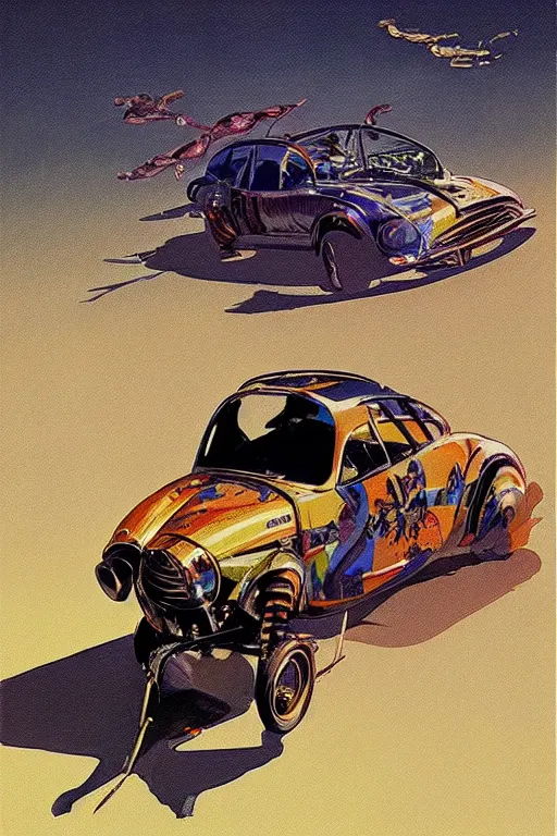 Prompt: marsh flea,painted by Michael Hague and Syd Mead,trending on artstation, flamboyant lighting low angle view,blueprint ,american romanticism ,inverted colors ,splash art,narrative realism ,