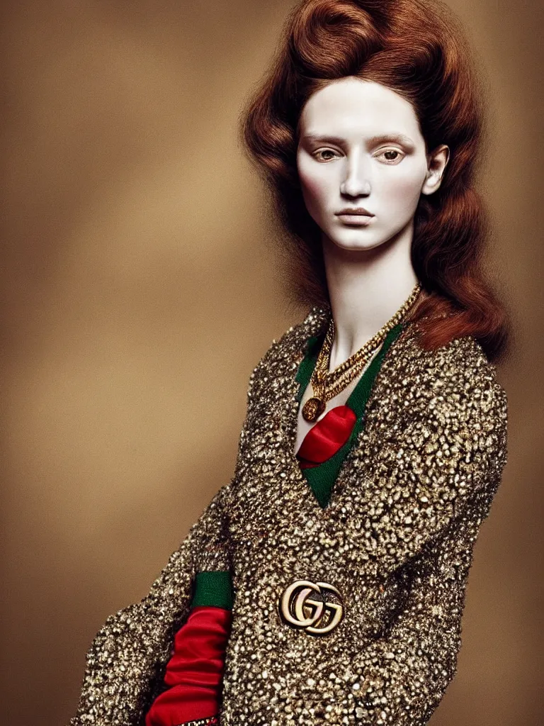 Image similar to gucci portrait, very beautiful, highly detailed, intricate, photography