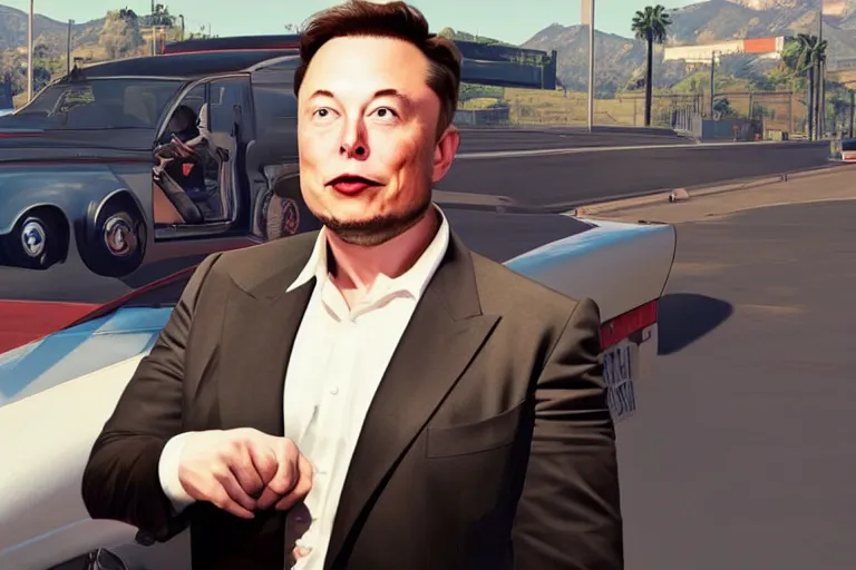 Image similar to elon musk in a gta v loading screen