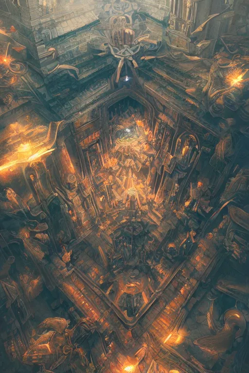 Image similar to birds eye view of atlantis, ancient city, mystical artifacts, flying crystal, art by guweiz, dramatic lighting, highly detailed, incredible quality, trending on artstation