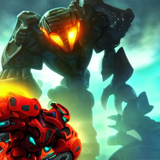 Image similar to metroid prime boss battle lava monster 4k detailed