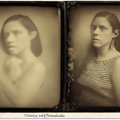 Image similar to photography of cristina hendricks, tintype, deregoue