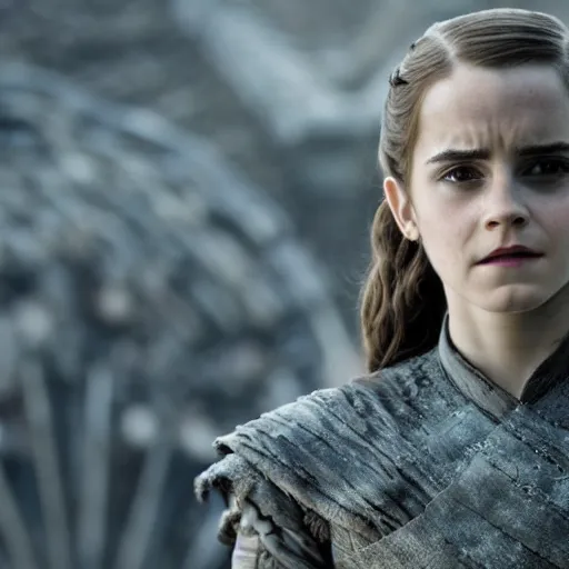 Image similar to emma watson in game of thrones, movie scene, 8 k,