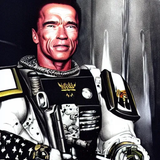 Prompt: Arnold Schwarzenegger as a future space marine