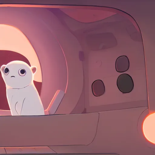 Image similar to baby harp seals as astronaut in a space ship, year 2 3 0 0, atey ghailan, goro fujita, studio ghibli, rim light, sharp lighting, clear focus, very coherent,