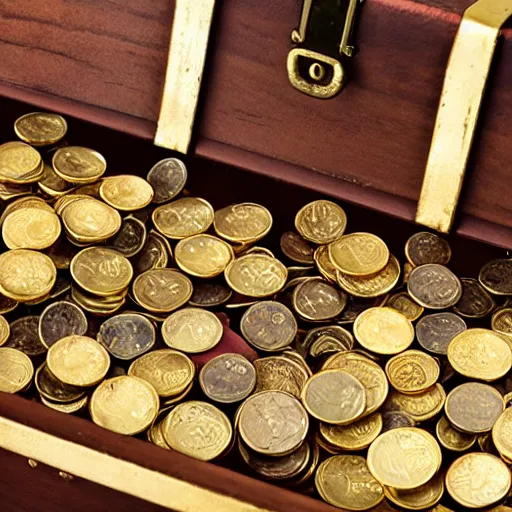 Image similar to a treasure chest full of gold coins and gems