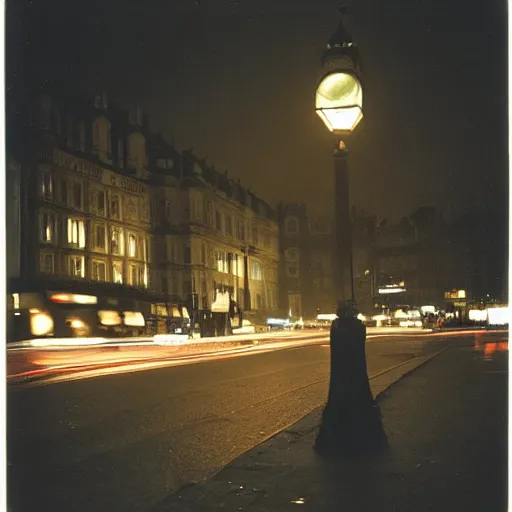 Prompt: nighttime in London by Ernst Haas