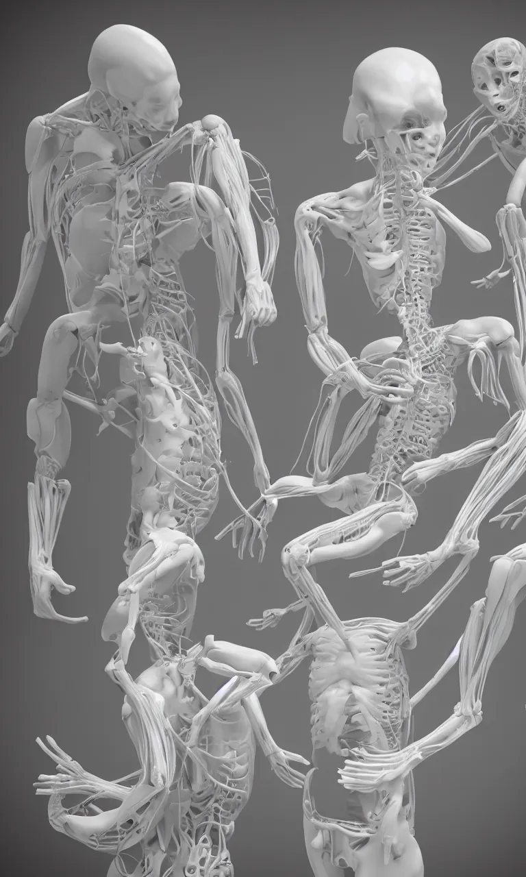 Prompt: ultra intricate surreal anatomy of a white porcelain human body on a dissection table, there is only white on white, ambient occlusion, H.R. Giger, photo-realistic, 8k, digital art, unreal engine, unreal engine render, blender render, render , consistent