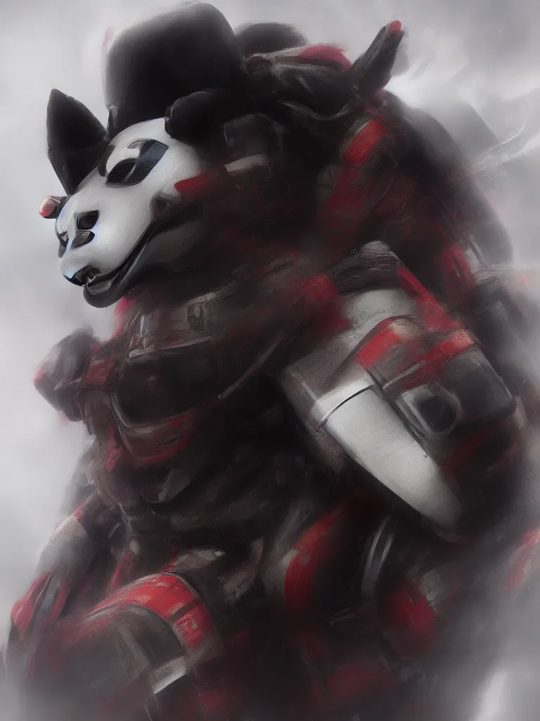 Image similar to “A detailed portrait of a giant robot panda dressed as a samurai, anime, trending on artstation, octane render, cgsociety, 4K, 8K”