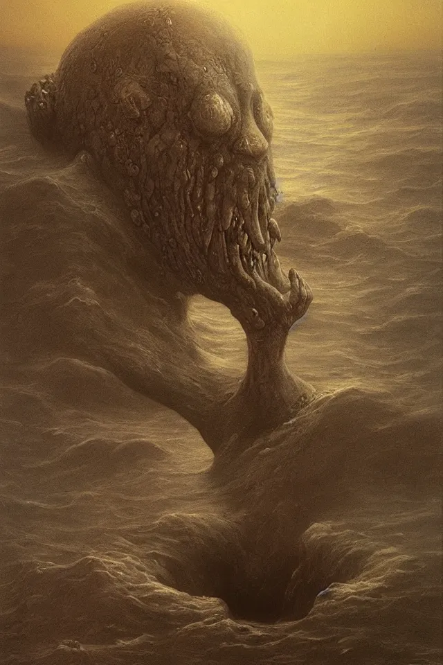 Image similar to water monster 4k by zdzisław beksiński