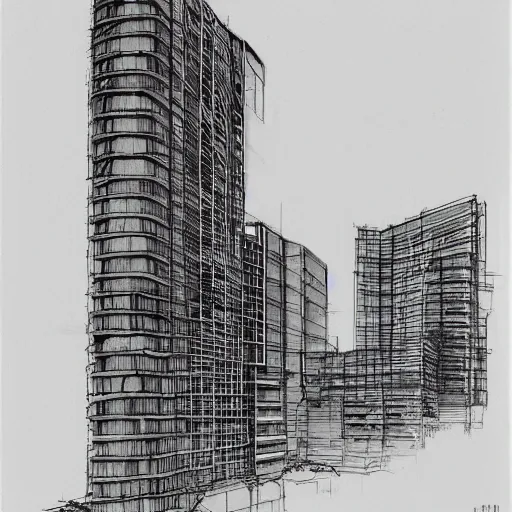 Prompt: modern building by kim jung gi, trending on artstation
