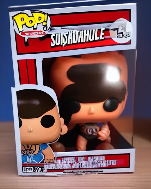 Image similar to A wrestler Funko Pop. Photographic, photography