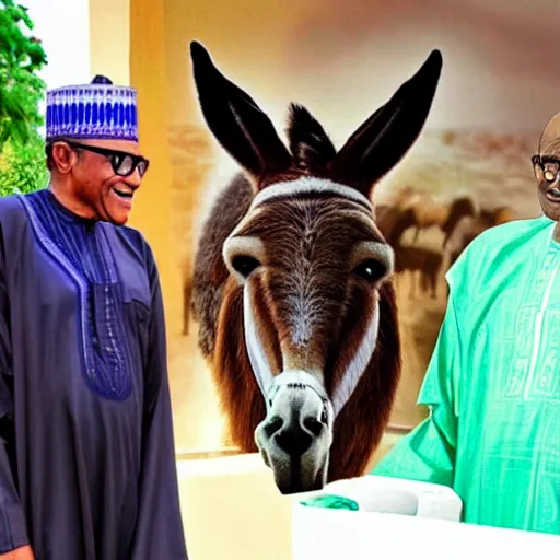 Image similar to A donkey with Muhammadu Buhari's face