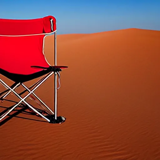 Image similar to a red camping chair in the middle of the sahara desert