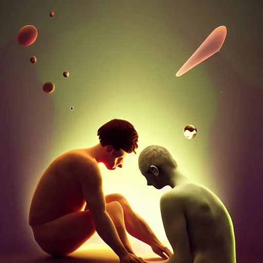 Prompt: Beautiful Android wallpaper with sureal objects in style of Caravaggio and Rafael and Mike Winkelmann