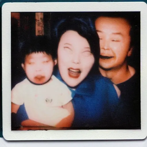 Image similar to kim jong creepy family, heroin addicts, polaroid