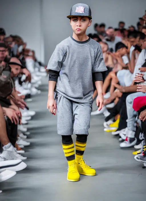 Prompt: hyperrealistic and heavy detailed air jordan runway show of bart simpson, leica sl 2 5 0 mm, vivid color, high quality, high textured, real life