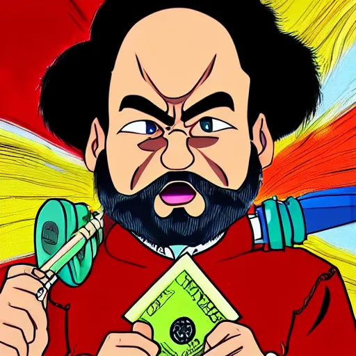 Image similar to karl marx supersayan, digital painting by akira toriyama, very detailed