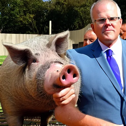 Image similar to scott morrison with the body of a pig